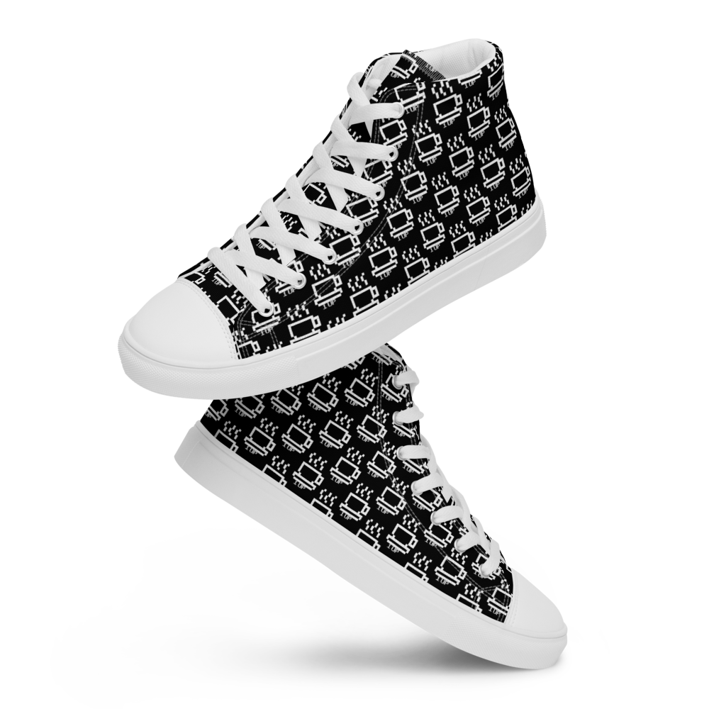 1UP Men’s Coffee Graphic canvas shoes, Size: 8, Colors: Black
