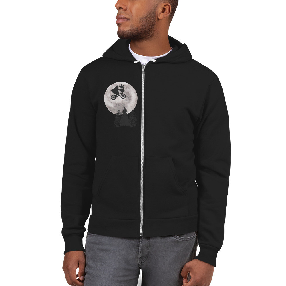 E.T. Coffee Men&#39;s Zip Up Graphic Hoodie Sweater, Color: Black, Size: XS