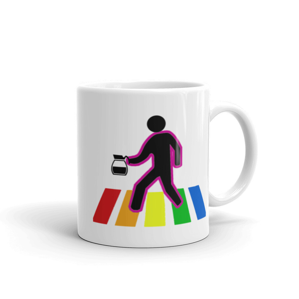 Coffee Crossing (Two) Pride White glossy Ceramic mug, Size: 11oz