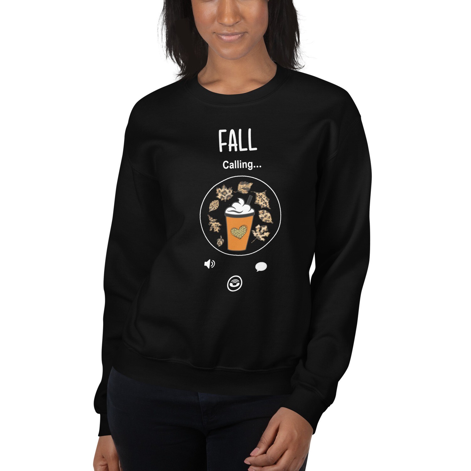 Calling Fall Women&#39;s Crewneck  Sweatshirt, Color: Black, Size: S