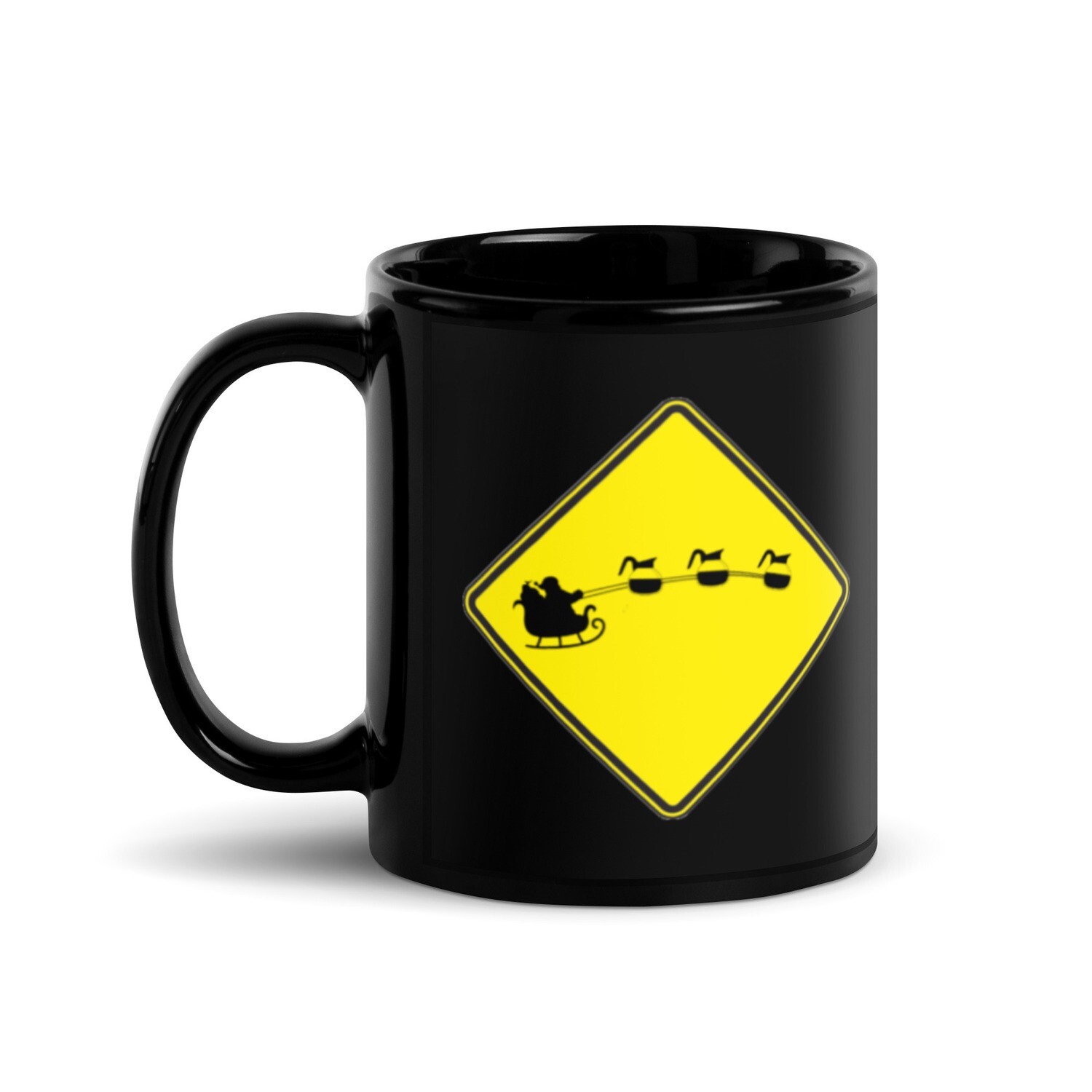 Powered by Coffee Black Glossy Mug, Size: 11oz