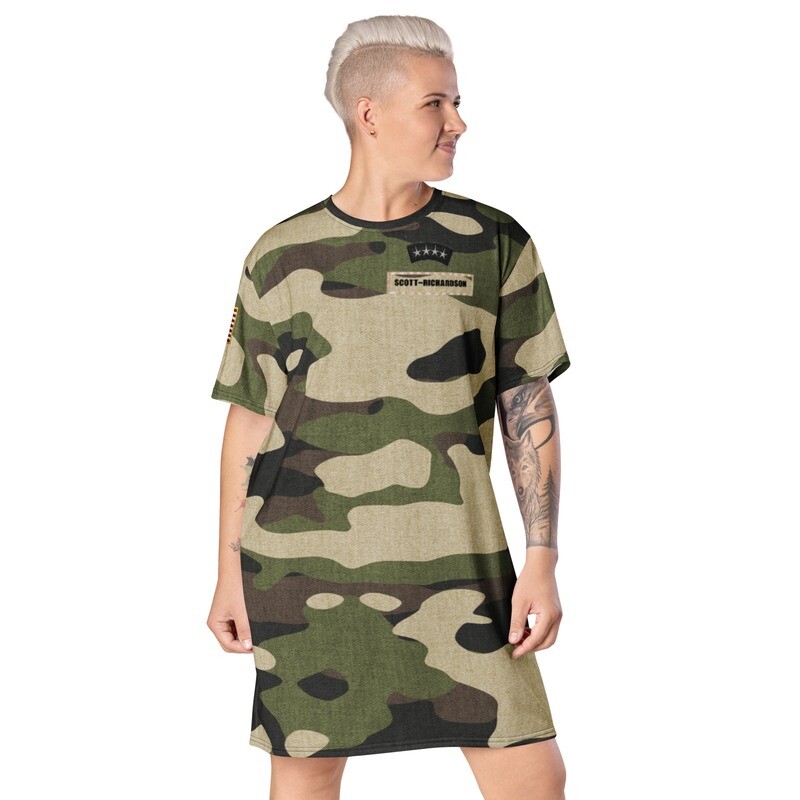 Military Customizable Camo Print T-shirt dress