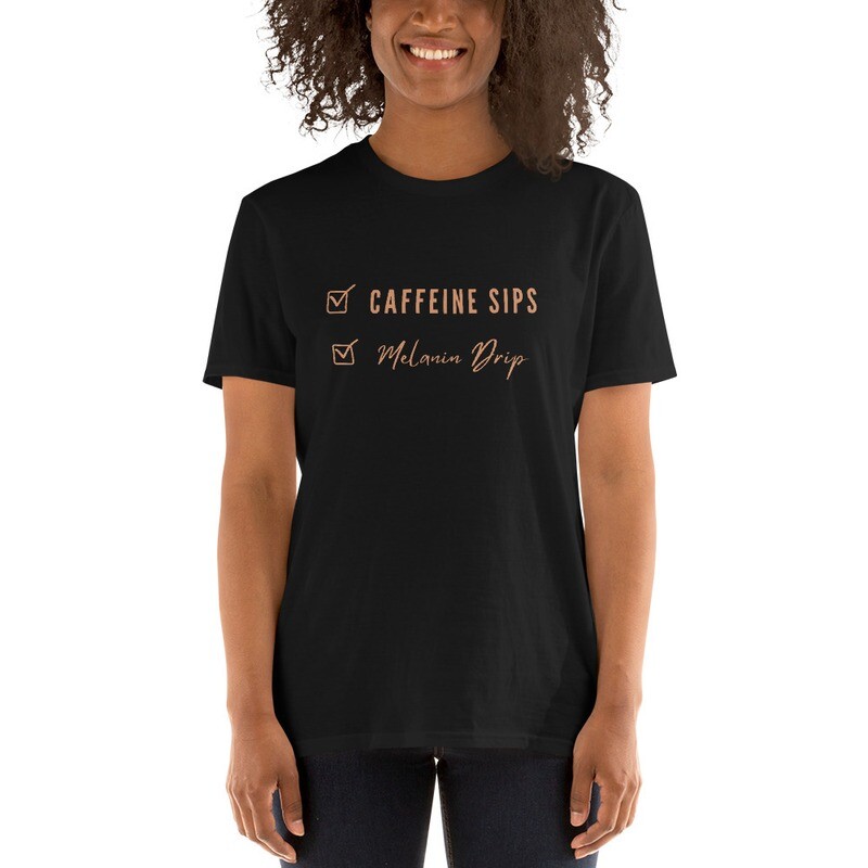 Caffeine Sips Melanin Drip Short-Sleeve Women's T-Shirt