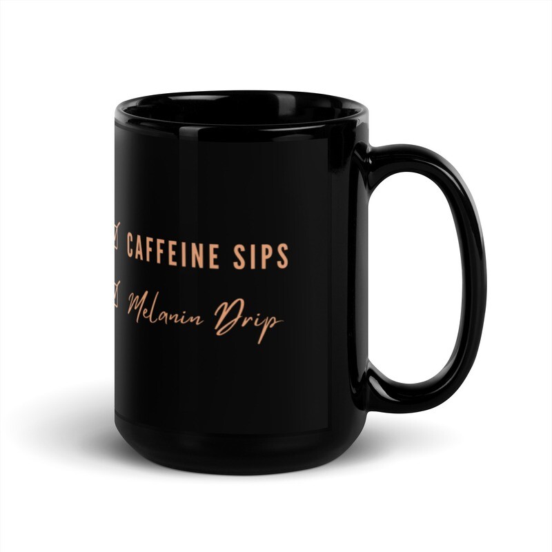 Caffeine Sips Melanin Drip Black Glossy Mug