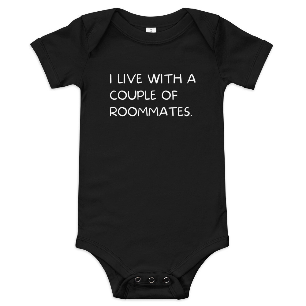 Roommates Baby short sleeve one piece, Color: Black, Size: 3-6m