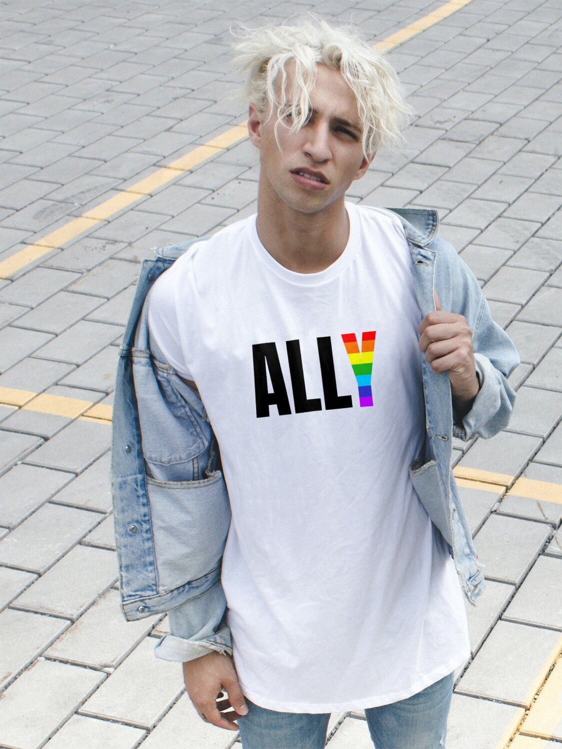 AllY Men's Pride Rainbow LGBT Crewneck t-shirt