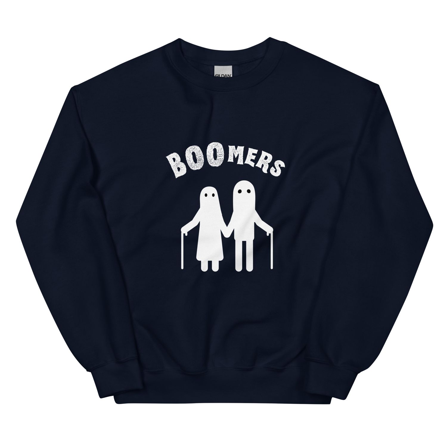 BOOmers Halloween Crewneck Unisex Sweatshirt, Color: Navy, Size: 4XL