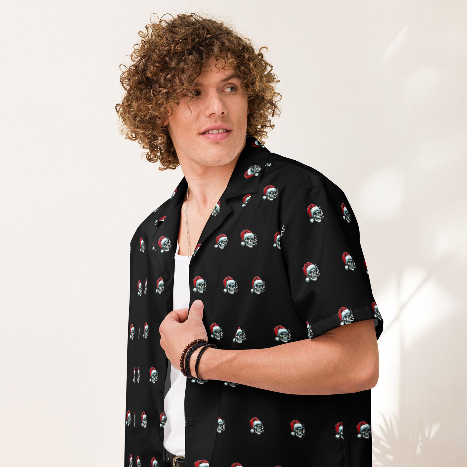 Merry Grim-mas Men&#39;s Christmas Halloween button down shirt, Size: 6XL