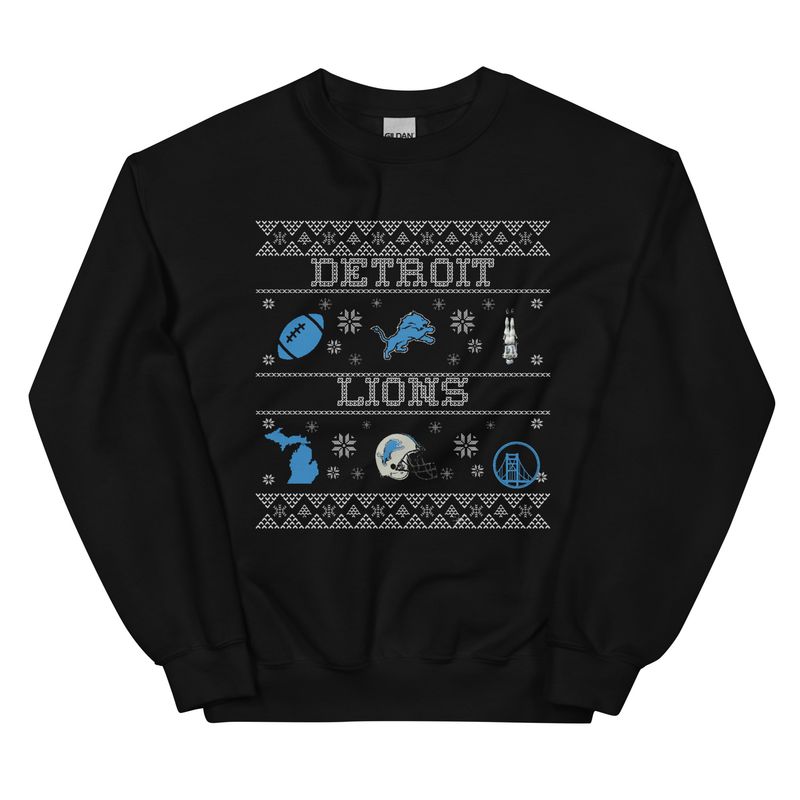 Detroit Football Lions, Ugly Christmas Sweater, NFL, Holiday Sweater, Football Fan Gear, Christmas Gift, Festive Sweater, Men’s/Women’s Ugly Sweater, Lions Fan Apparel Unisex Sweatshirt Detroit Football Lions, Ugly Christmas Sweater, NFL, Holiday Sweater, Football Fan Gear, Christmas Gift, Festive Sweater, Men’s/Women’s Ugly Sweater, Lions Fan Apparel Unisex Sweatshirt