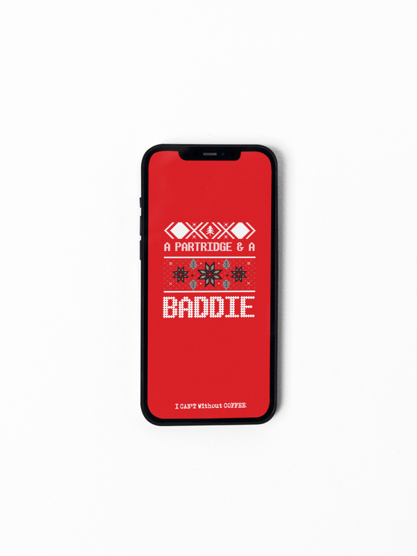 A Partridge &amp; A Baddie (Red) Christmas Holidays HD Instant Download Cellphone Wallpaper