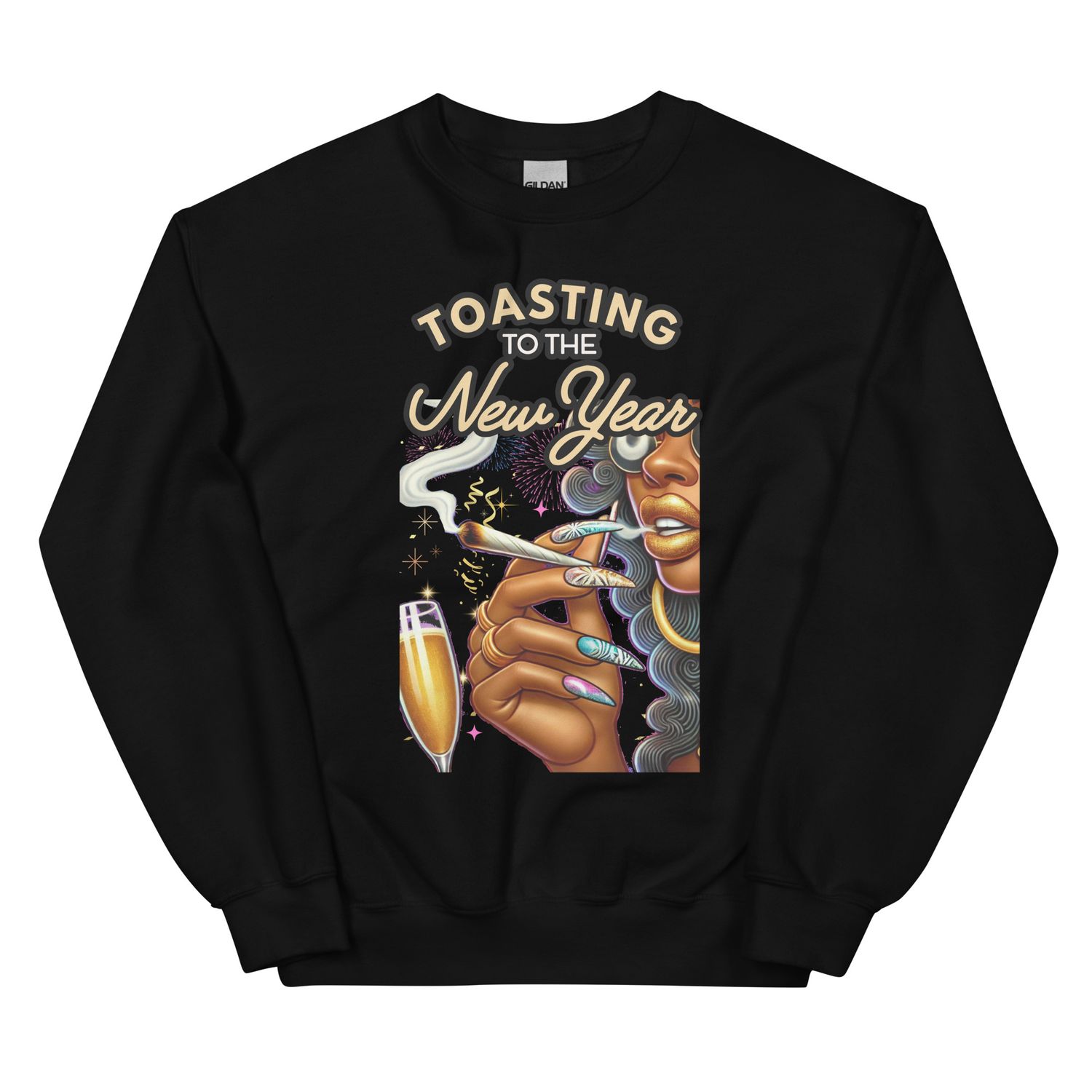 Toasting to The New Year-Dark 420 New Years 2025 Crewneck Sweatshirt