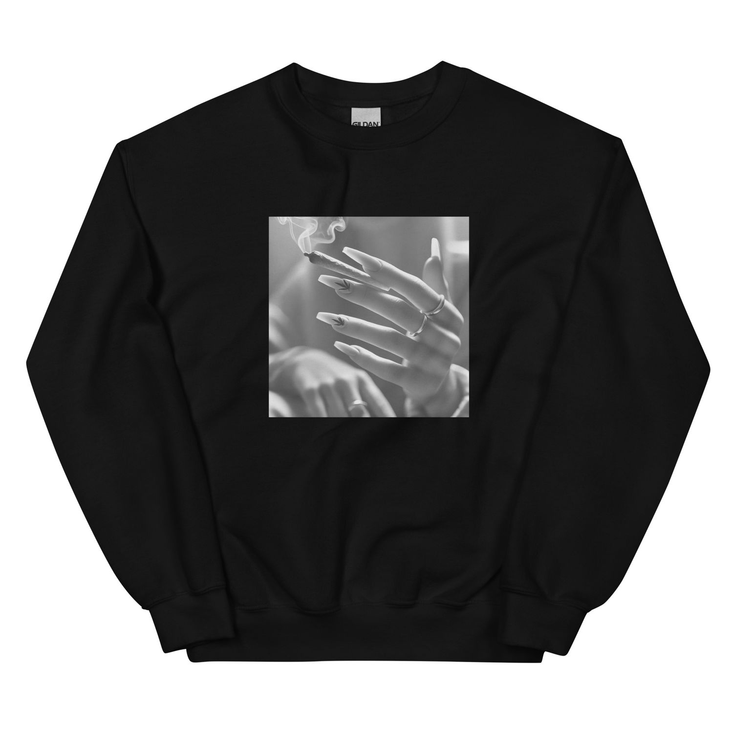 Burning Sage -Black white Crewneck 420 Sweatshirt