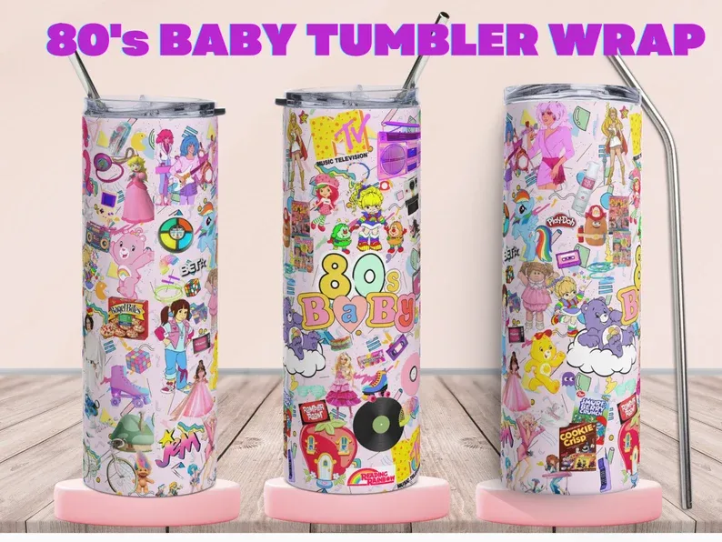 80s Baby, I love the 80&#39;s, 80&#39;s Cartoon Tumbler Wrap