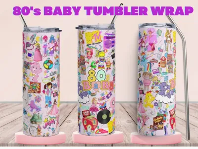 80s Baby, I love the 80&#39;s, 80&#39;s Cartoon Tumbler Wrap