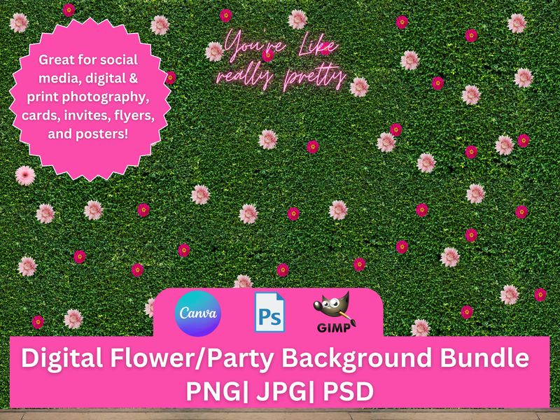 Flower wall digital backdrop, Photoshop background, party wall, PNG, PSD, JPG, backdrop , digital prop, Boxwood Wall Backdrop, download