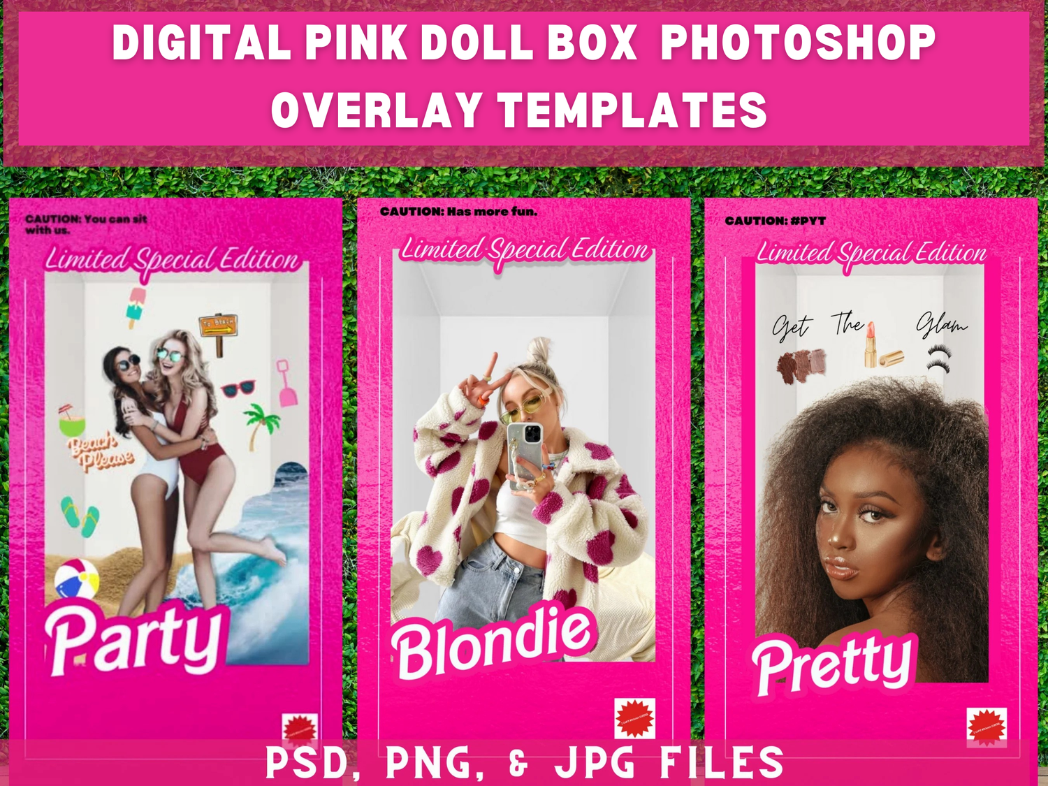 Pink Barb doll box Photoshop overlays, Instagram Story Templates, TikTok, Facebook Stories