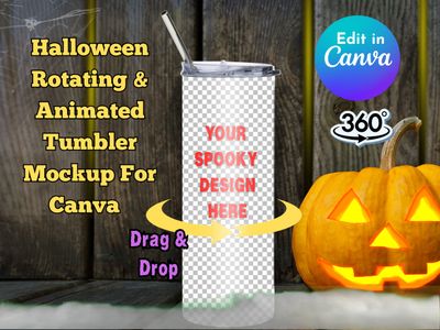 Animated Tumbler Canva, Digital, Halloween Mockup, rotating, 20oz video canva, video mockup, canva tumbler mockup, tumbler animation fall