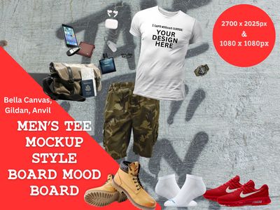 Men's White Bella Canvas 3001, Anvil, Gildan, T-Shirt Style Fashion Boards / Mood Board/ Instagram Template Post / Social Media Canva / Canva Template / Fashion Aesthetic / Canva Fashion Board