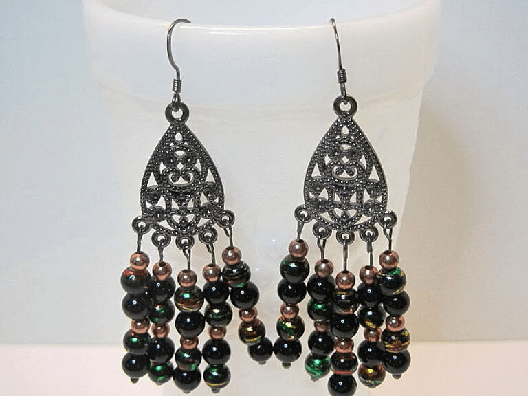 Black Onyx and Black Foiled Glass