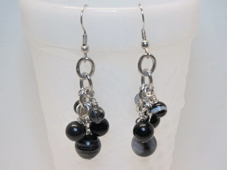 Black Botswana Agate and Black Onyx Earrings