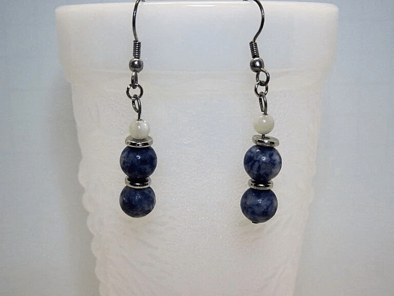 Sodalite and Mother of Pearl Drop