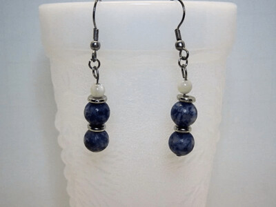 Sodalite and Mother of Pearl Drop