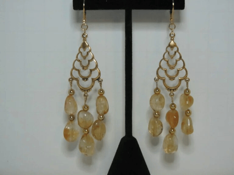 Citrine Nugget Earrings in Goldtone