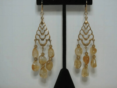 Citrine Nugget Earrings in Goldtone