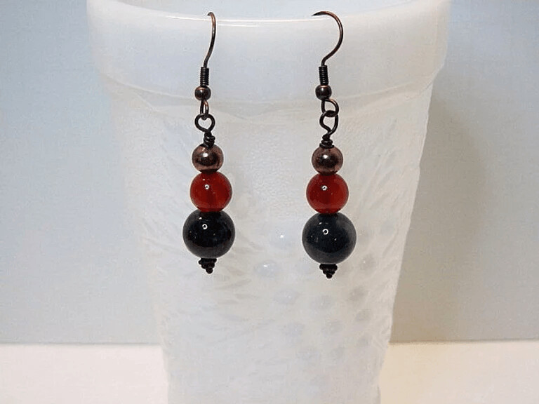 Round Carnelian and Fancy Jasper Earrings