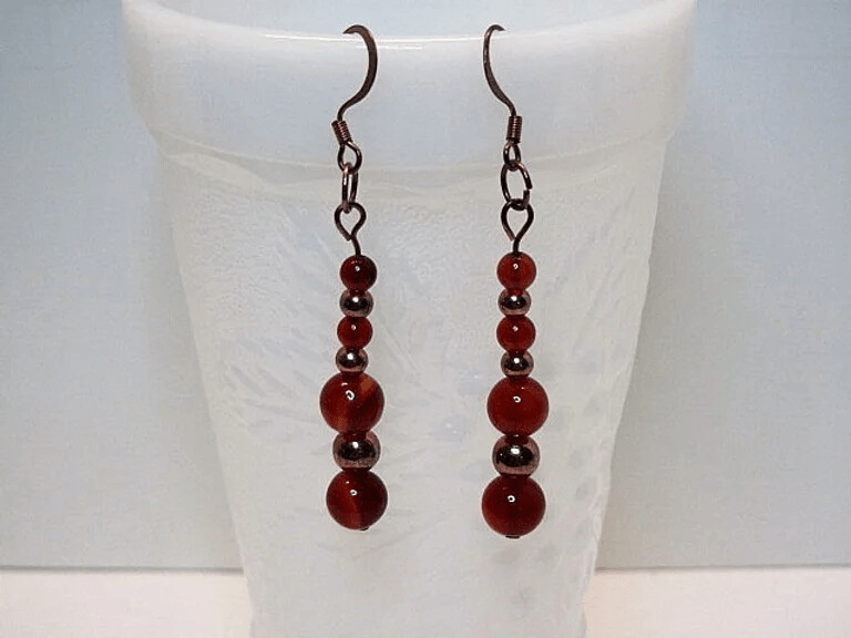 Carnelian Rounds and Copper Earrings