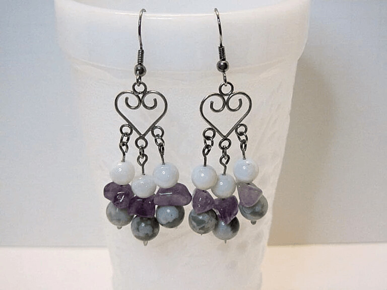 Amethyst Chips, Peacestone Jade, and White Riverstone