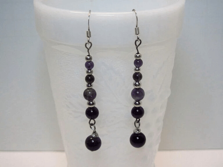 Amethyst Round with Silver Beads