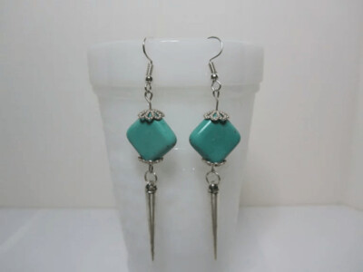 Bluegreen Magnesite and Cones Earrings