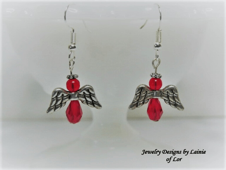 Red Glass Angel Earrings