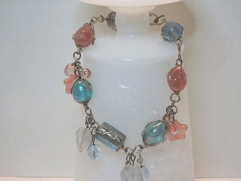 Pastel Glass with Wire Bracelet