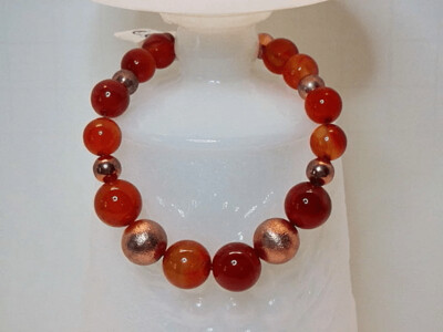 Carnelian Rounds and Copper Bracelet