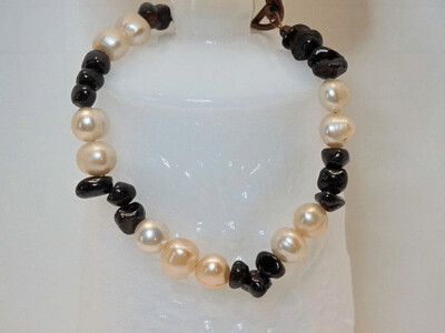 Peach Pearls and Garnet Chips