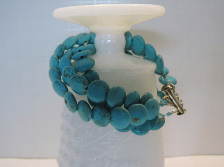 Turquoise Magnesite Lentil 3 Strand Bracelet