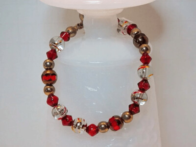 Red Glass and Gold Bracelet