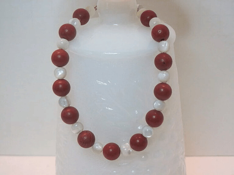 Red Jasper and Mother of Pearl Bracelet