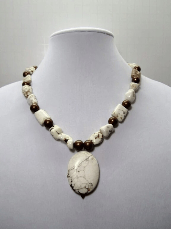 White Magnesite Nugget with Oval Pendant