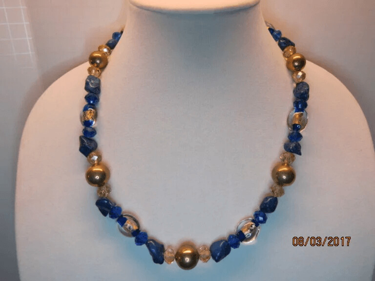 Navy Magnesite Nuggets with Navy and Gold Foil Glass