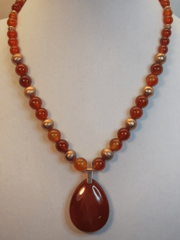 Carnelian and Copper with Teardrop Pendant