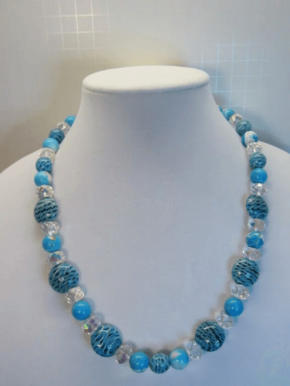 Turquoise Magnesite and Turquoise Striped Glass