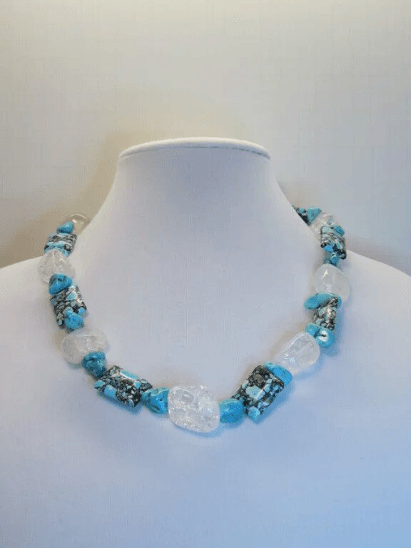 Turquoise Magnesite and Crystal Quartz Necklace