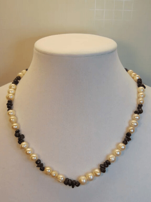 Peach Pearls and Garnet Chips