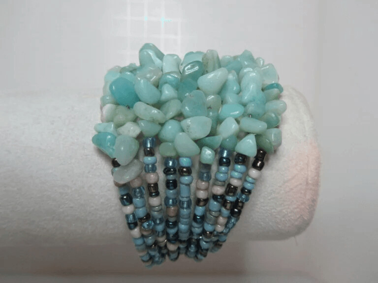 Amazonite and Seed Bead Cuff
