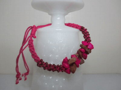 Friendship Bracelet Pink and Brown Howlite Chips
