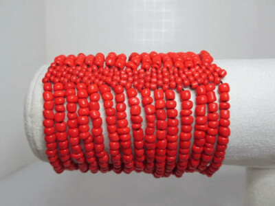 Multi Strand Seed Bead - Stretchable - Orange