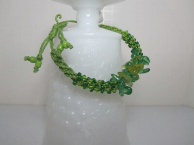 Friendship Bracelet Green and Yellow Agate Chips
